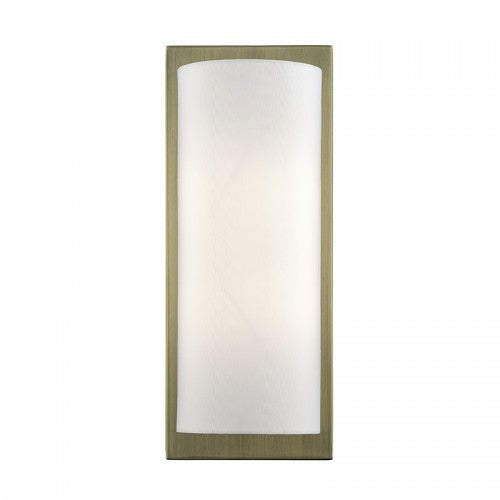 Livex Lighting Brenton 1 Light Antique Brass Large ADA Sconce with Hand Crafted Off-White Fabric Shade 50861-01