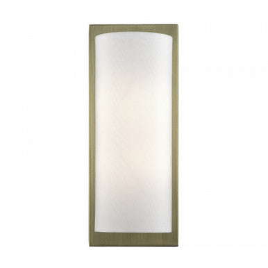 Livex Lighting Brenton 1 Light Antique Brass Large ADA Sconce with Hand Crafted Off-White Fabric Shade 50861-01