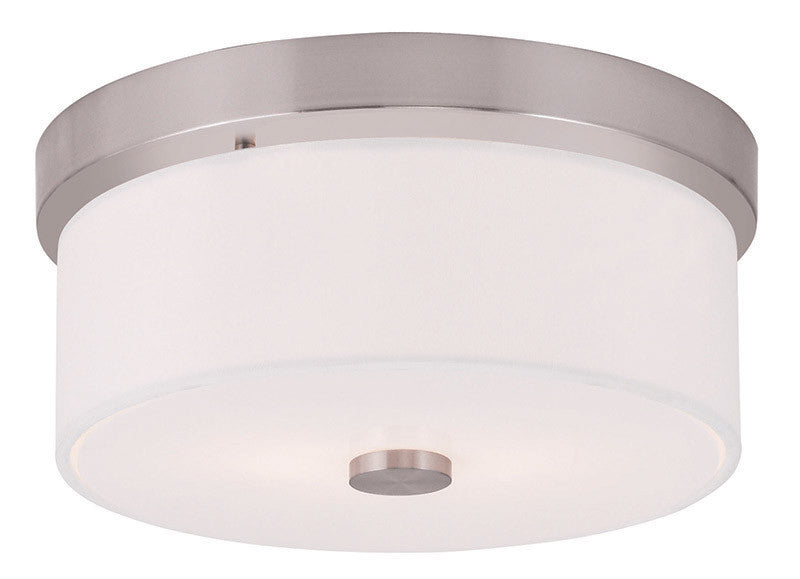 Livex Lighting Meridian Collection 2 Light Brushed Nickel Ceiling Mount in Brushed Nickel 50862-91