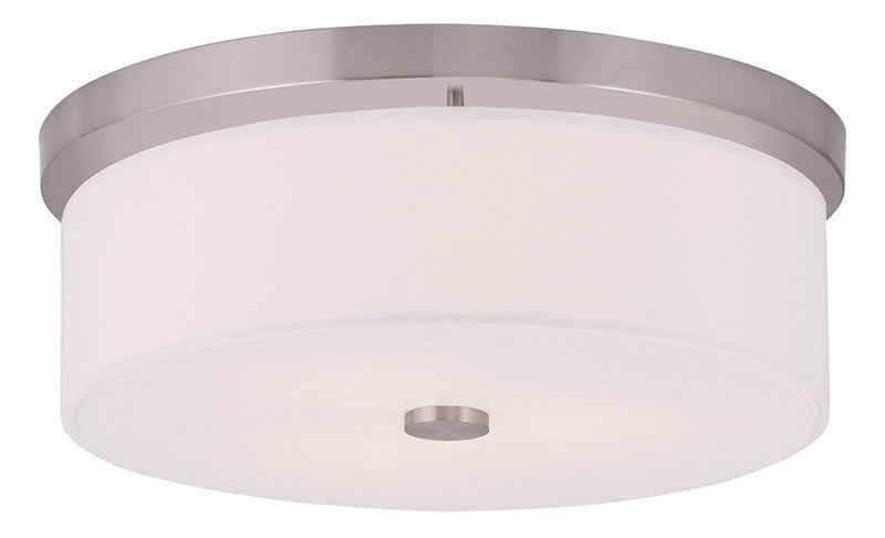 Livex Lighting Meridian Collection 3 Light Brushed Nickel Ceiling Mount in Brushed Nickel 50864-91