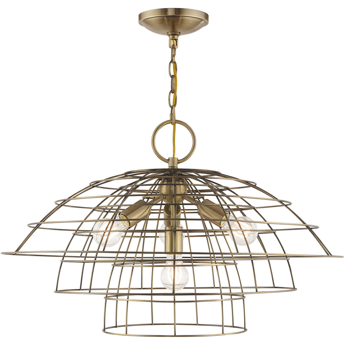 Livex Lighting Brooklyn Collection 4 Lt Antique Brass Chandelier in Antique Brass 50948-01