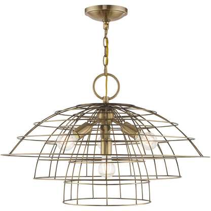 Livex Lighting Brooklyn Collection 4 Lt Antique Brass Chandelier in Antique Brass 50948-01