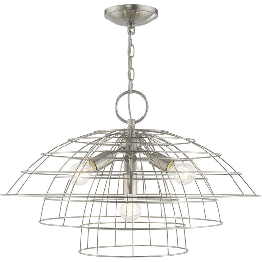 Livex Lighting Brooklyn Collection 4 Lt Brushed Nickel Chandelier in Brushed Nickel 50948-91