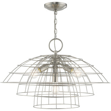 Livex Lighting Brooklyn Collection 4 Lt Brushed Nickel Chandelier in Brushed Nickel 50948-91