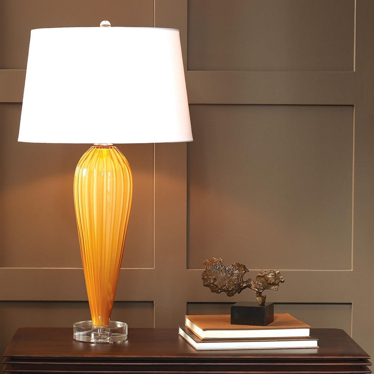 Global Views Teardrop Glass Lamp in Amber 8.82855