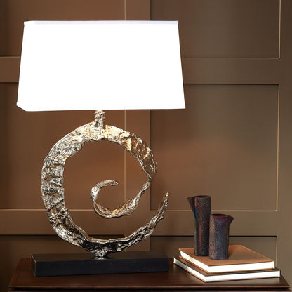 Global Views Swirl Lamp in Nickel with Black Granite 9.93556