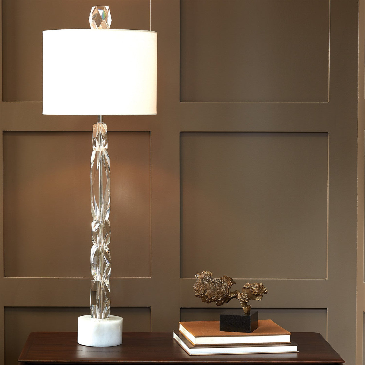 Global Views Facette Lamp with White Marble Base RT8.80005