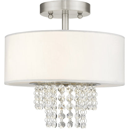 Livex Lighting Carlisle Collection 2 Light Brushed Nickel Ceiling Mount in Brushed Nickel 51025-91