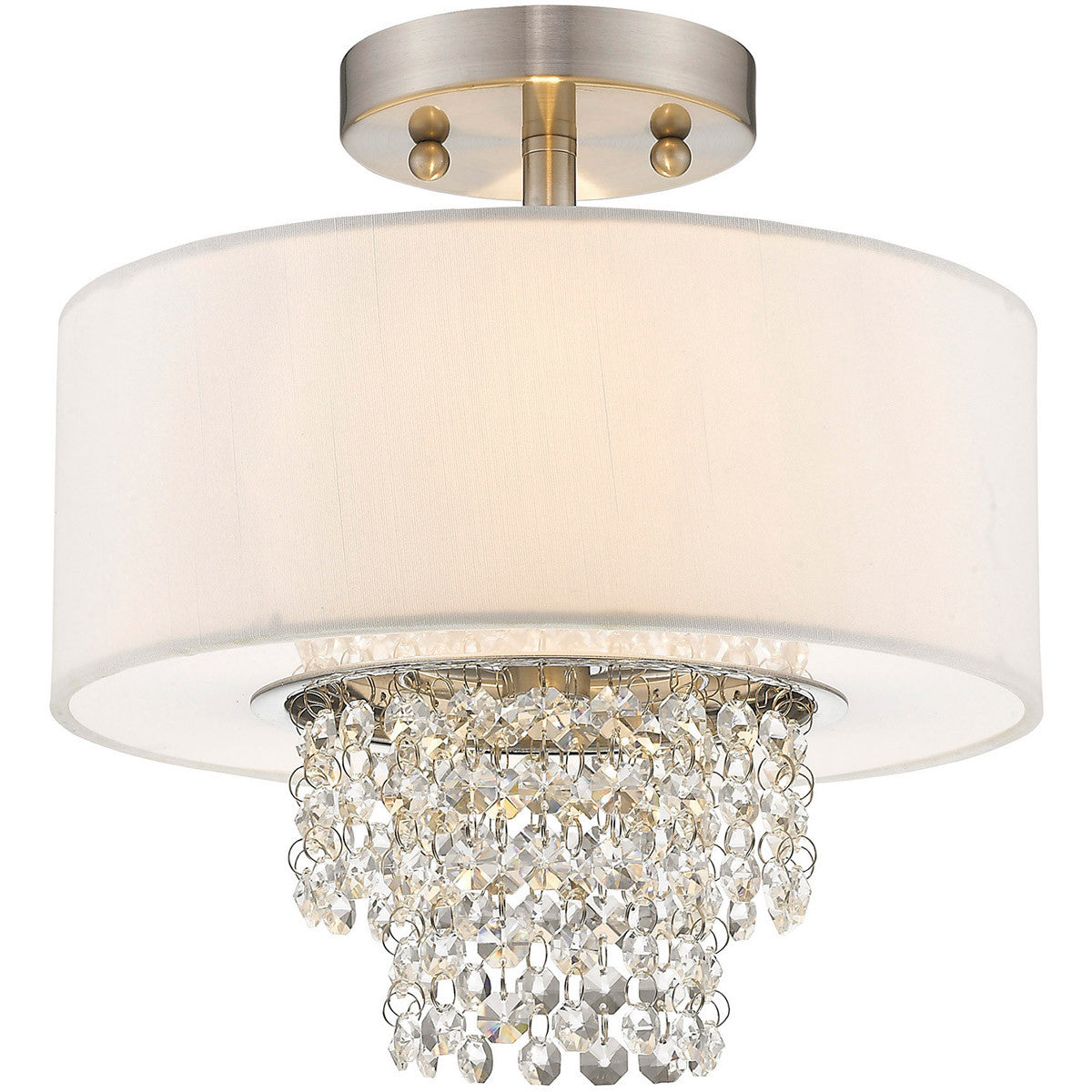 Livex Lighting Carlisle Collection 2 Light Brushed Nickel Ceiling Mount in Brushed Nickel 51025-91