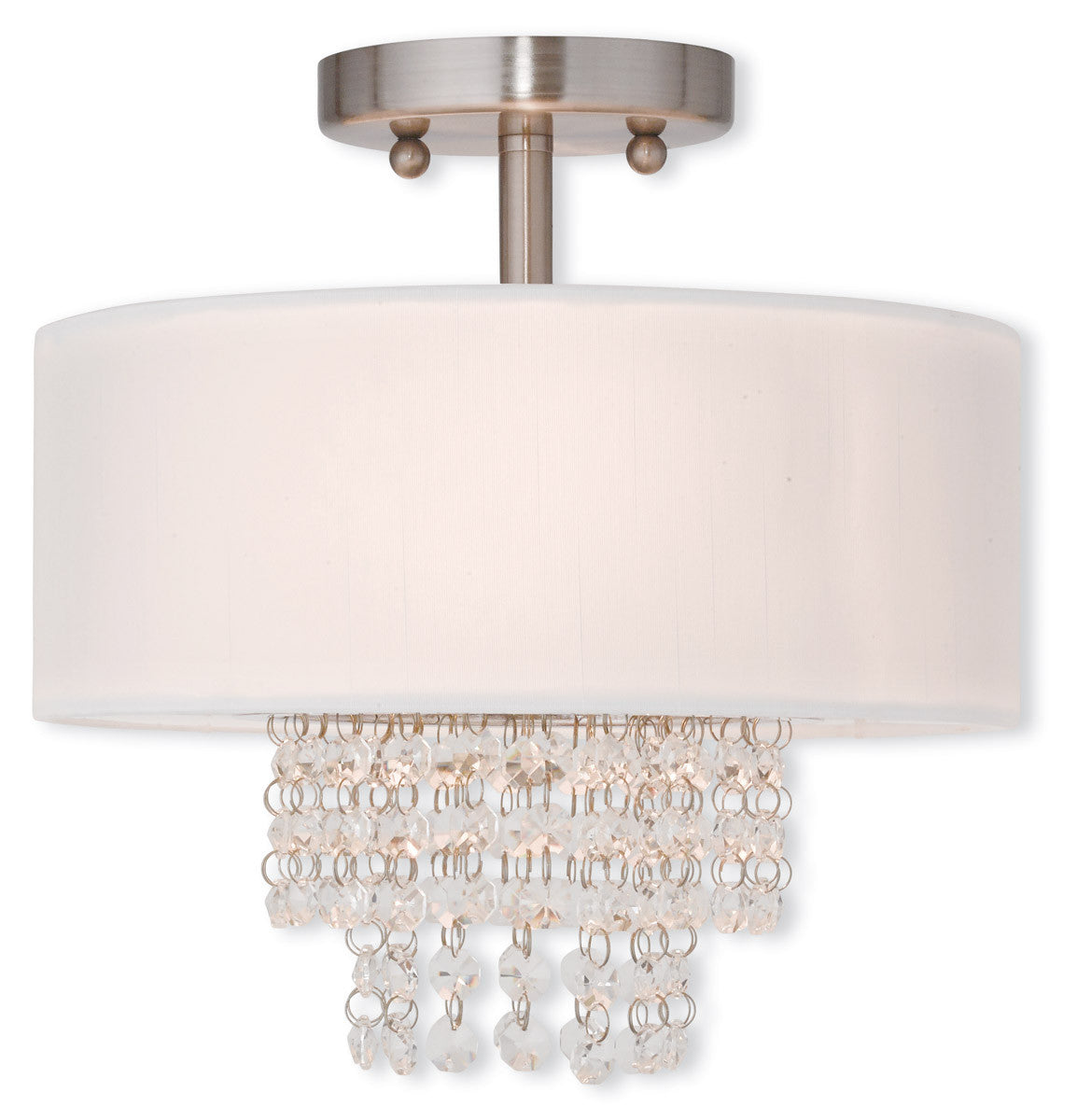 Livex Lighting Carlisle Collection 2 Light Brushed Nickel Ceiling Mount in Brushed Nickel 51025-91