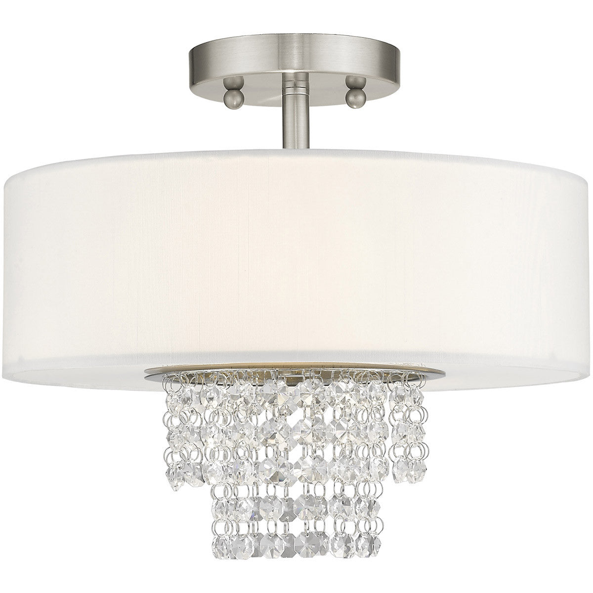 Livex Lighting Carlisle Collection 2 Light Brushed Nickel Ceiling Mount in Brushed Nickel 51026-91