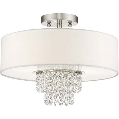 Livex Lighting Carlisle Collection 3 Light Brushed Nickel Ceiling Mount in Brushed Nickel 51027-91