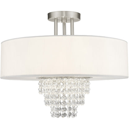 Livex Lighting Carlisle Collection 4 Light Brushed Nickel Ceiling Mount in Brushed Nickel 51028-91