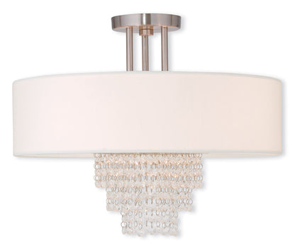 Livex Lighting Carlisle Collection 4 Light Brushed Nickel Ceiling Mount in Brushed Nickel 51028-91