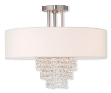 Livex Lighting Carlisle Collection 4 Light Brushed Nickel Ceiling Mount in Brushed Nickel 51028-91