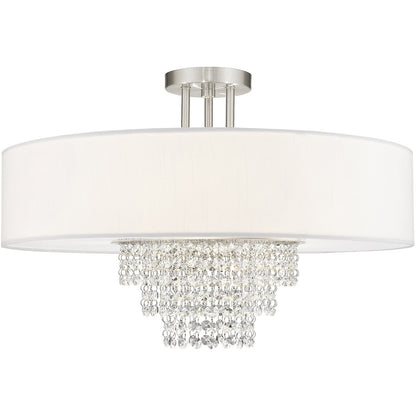 Livex Lighting Carlisle Collection 5 Light Brushed Nickel Ceiling Mount in Brushed Nickel 51029-91