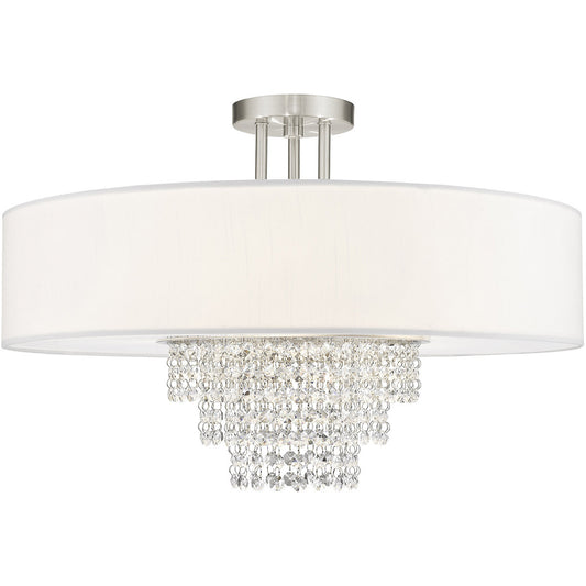 Livex Lighting Carlisle Collection 5 Light Brushed Nickel Ceiling Mount in Brushed Nickel 51029-91