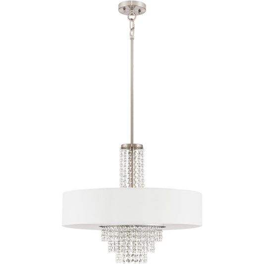 Livex Lighting Carlisle Collection 5 Light Brushed Nickel Chandelier in Brushed Nickel 51034-91