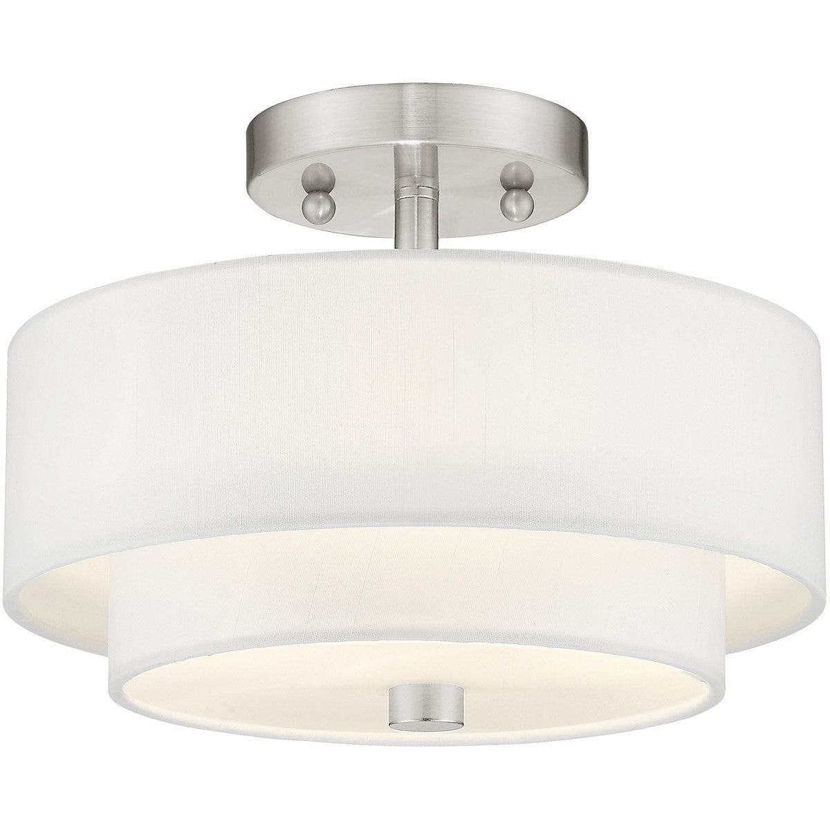 Livex Lighting Claremont Collection 2 Light Brushed Nickel Ceiling Mount in Brushed Nickel 51042-91