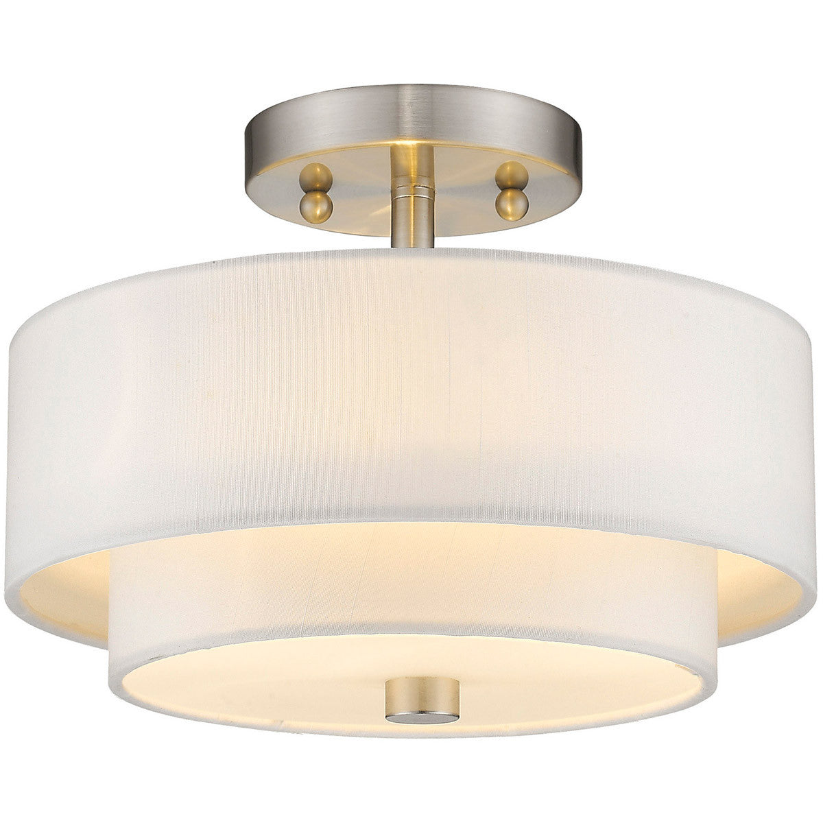 Livex Lighting Claremont Collection 2 Light Brushed Nickel Ceiling Mount in Brushed Nickel 51042-91