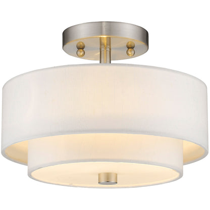 Livex Lighting Claremont Collection 2 Light Brushed Nickel Ceiling Mount in Brushed Nickel 51042-91