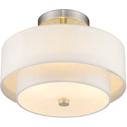 Livex Lighting Claremont Collection 2 Light Brushed Nickel Ceiling Mount in Brushed Nickel 51042-91