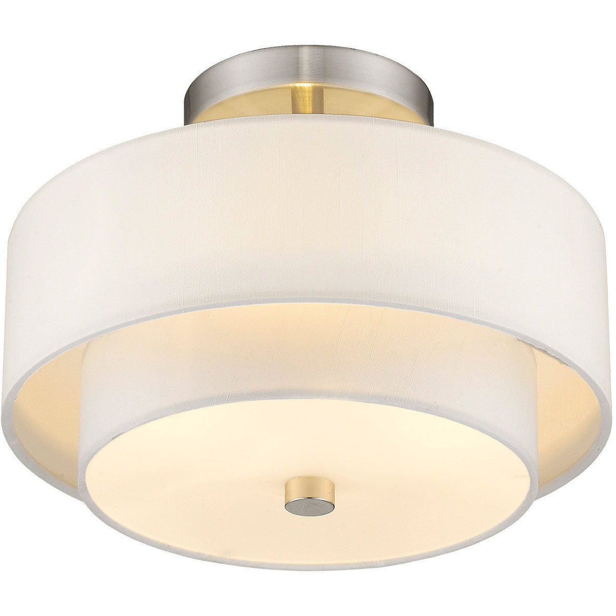 Livex Lighting Claremont Collection 2 Light Brushed Nickel Ceiling Mount in Brushed Nickel 51042-91