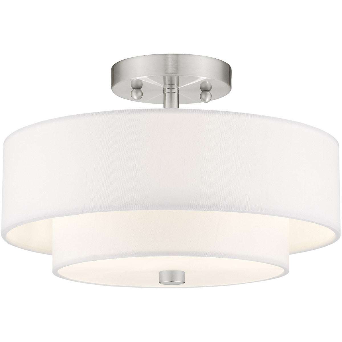 Livex Lighting Claremont Collection 2 Light Brushed Nickel Ceiling Mount in Brushed Nickel 51043-91