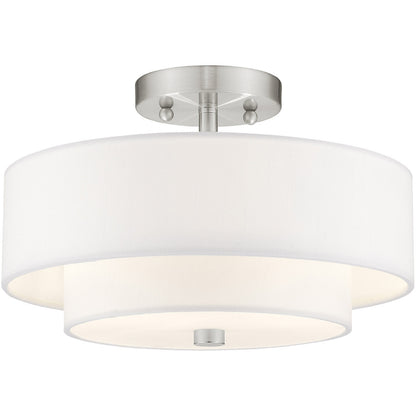 Livex Lighting Claremont Collection 2 Light Brushed Nickel Ceiling Mount in Brushed Nickel 51043-91