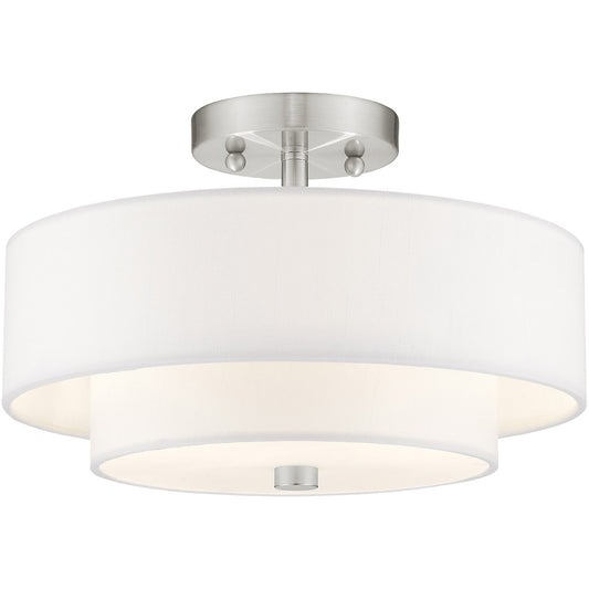 Livex Lighting Claremont Collection 2 Light Brushed Nickel Ceiling Mount in Brushed Nickel 51043-91