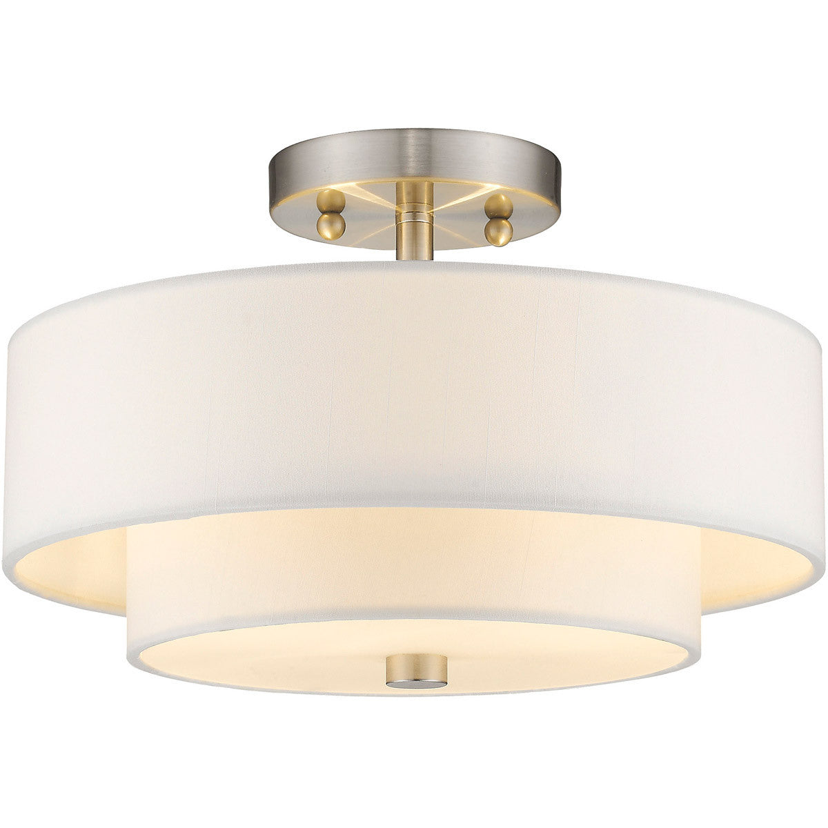 Livex Lighting Claremont Collection 2 Light Brushed Nickel Ceiling Mount in Brushed Nickel 51043-91