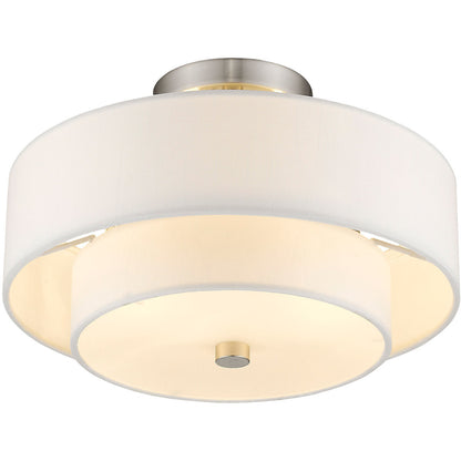 Livex Lighting Claremont Collection 2 Light Brushed Nickel Ceiling Mount in Brushed Nickel 51043-91