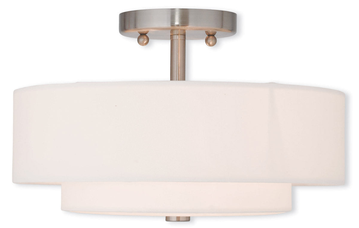 Livex Lighting Claremont Collection 2 Light Brushed Nickel Ceiling Mount in Brushed Nickel 51043-91