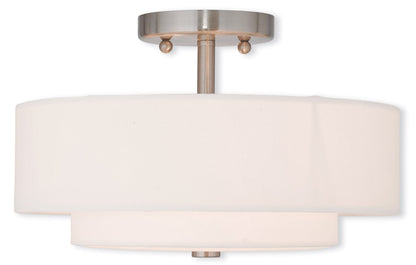 Livex Lighting Claremont Collection 2 Light Brushed Nickel Ceiling Mount in Brushed Nickel 51043-91