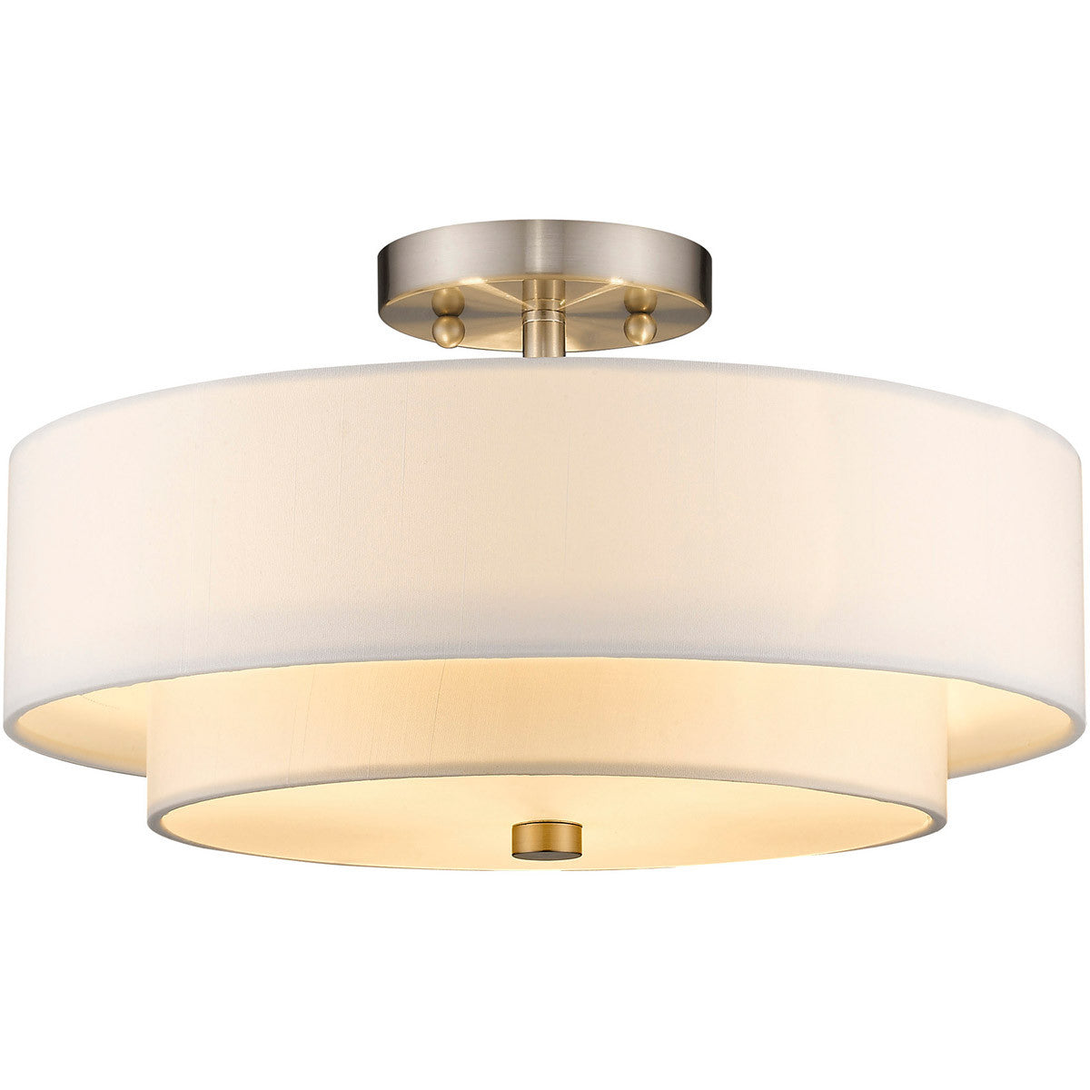 Livex Lighting Claremont Collection 3 Light Brushed Nickel Ceiling Mount in Brushed Nickel 51044-91