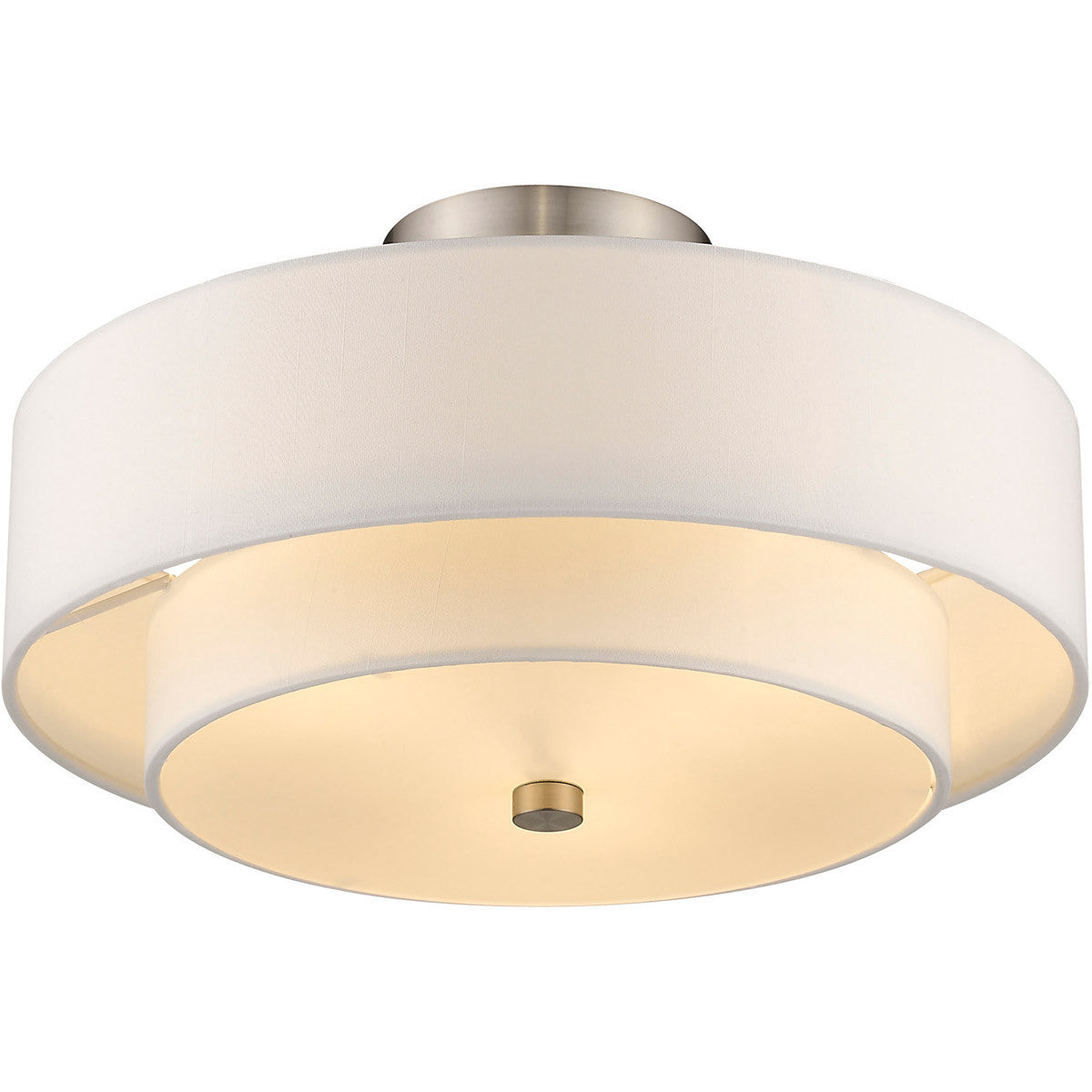 Livex Lighting Claremont Collection 3 Light Brushed Nickel Ceiling Mount in Brushed Nickel 51044-91