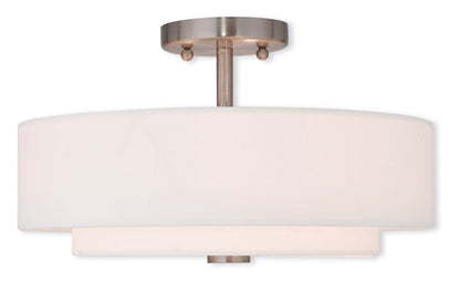 Livex Lighting Claremont Collection 3 Light Brushed Nickel Ceiling Mount in Brushed Nickel 51044-91