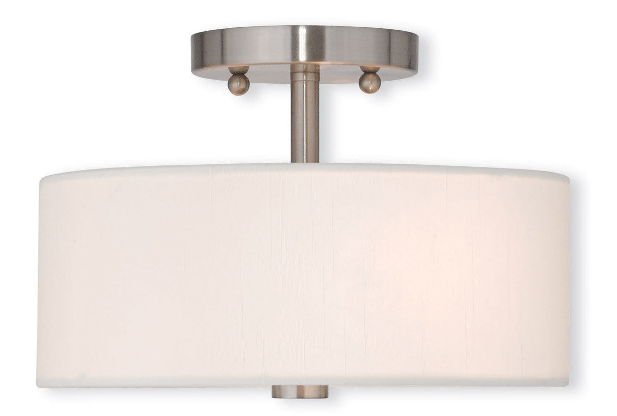 Livex Lighting Meridian Collection 2 Light Brushed Nickel Ceiling Mount in Brushed Nickel 51052-91