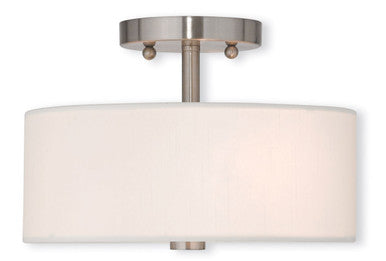 Livex Lighting Meridian Collection 2 Light Brushed Nickel Ceiling Mount in Brushed Nickel 51052-91