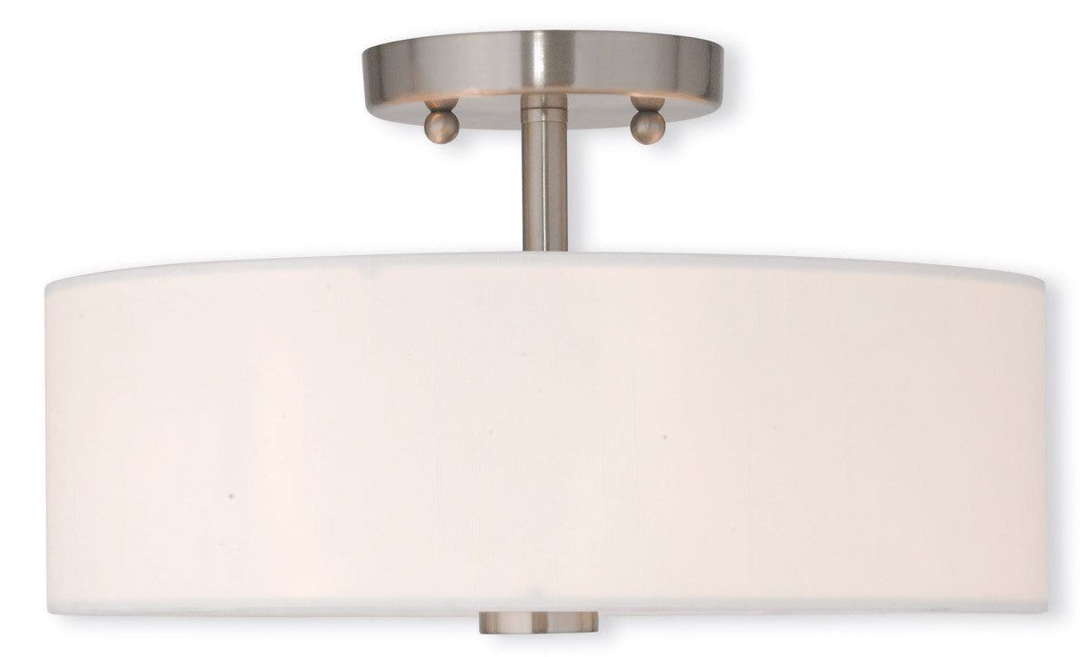 Livex Lighting Meridian Collection 2 Light Brushed Nickel Ceiling Mount in Brushed Nickel 51053-91