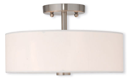 Livex Lighting Meridian Collection 2 Light Brushed Nickel Ceiling Mount in Brushed Nickel 51053-91