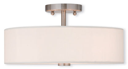 Livex Lighting Meridian Collection 3 Light Brushed Nickel Ceiling Mount in Brushed Nickel 51054-91