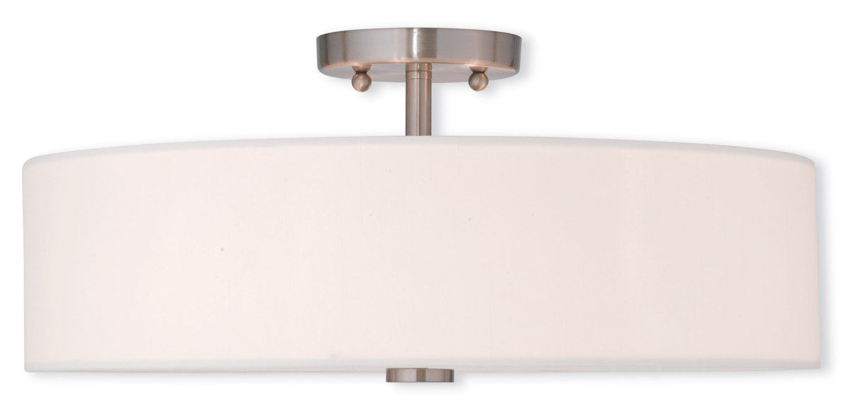 Livex Lighting Meridian Collection 4 Light Brushed Nickel Ceiling Mount in Brushed Nickel 51055-91