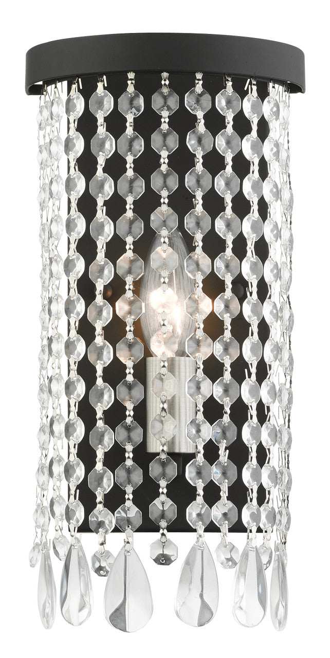 Livex Lighting Elizabeth Collection  1 Light Black ADA Sconce  in Black with Brushed Nickel Accents 51061-04