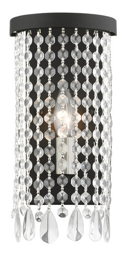 Livex Lighting Elizabeth Collection  1 Light Black ADA Sconce  in Black with Brushed Nickel Accents 51061-04