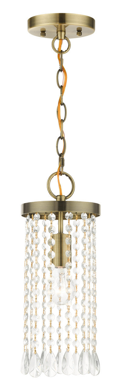 Livex Lighting Elizabeth Collection  1 Light Antique Brass Single Pendant  in Antique Brass 51062-01