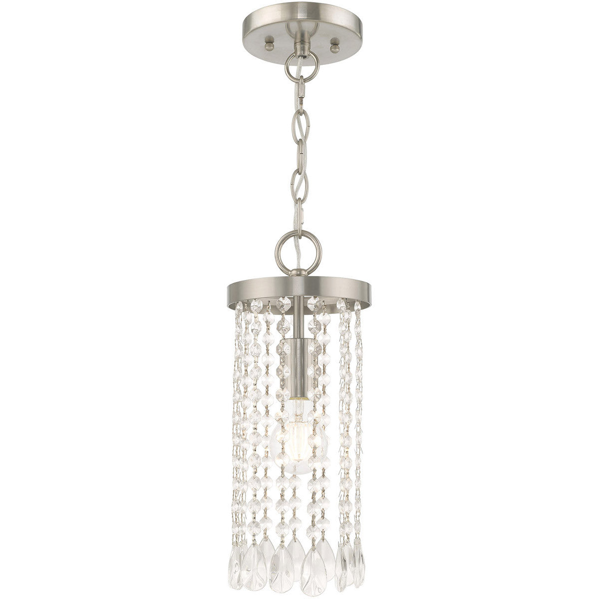 Livex Lighting Elizabeth Collection 1 Lt Brushed Nickel Mini Pendant in Brushed Nickel 51062-91