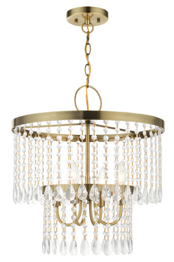 Livex Lighting Elizabeth Collection  4 Light Antique Brass Pendant Chandelier in Antique Brass 51064-01