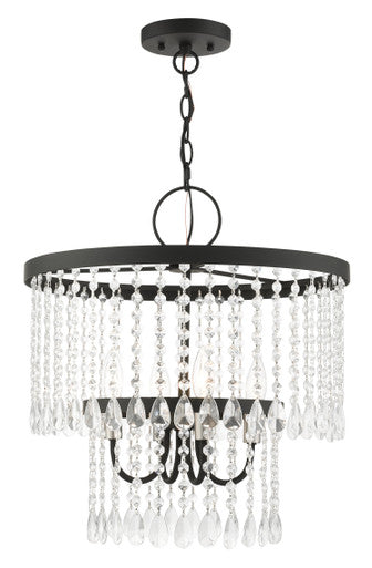 Livex Lighting Elizabeth Collection  4 Light Black Pendant Chandelier in Black with Brushed Nickel Accents 51064-04