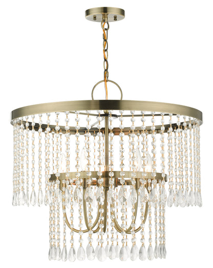 Livex Lighting Elizabeth Collection  5 Light Antique Brass Pendant Chandelier in Antique Brass 51065-01